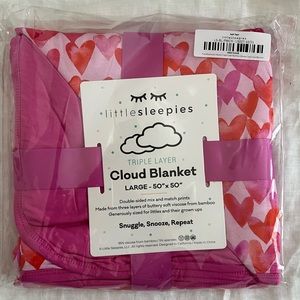 Pink Watercolor Hearts Cloud Blanket